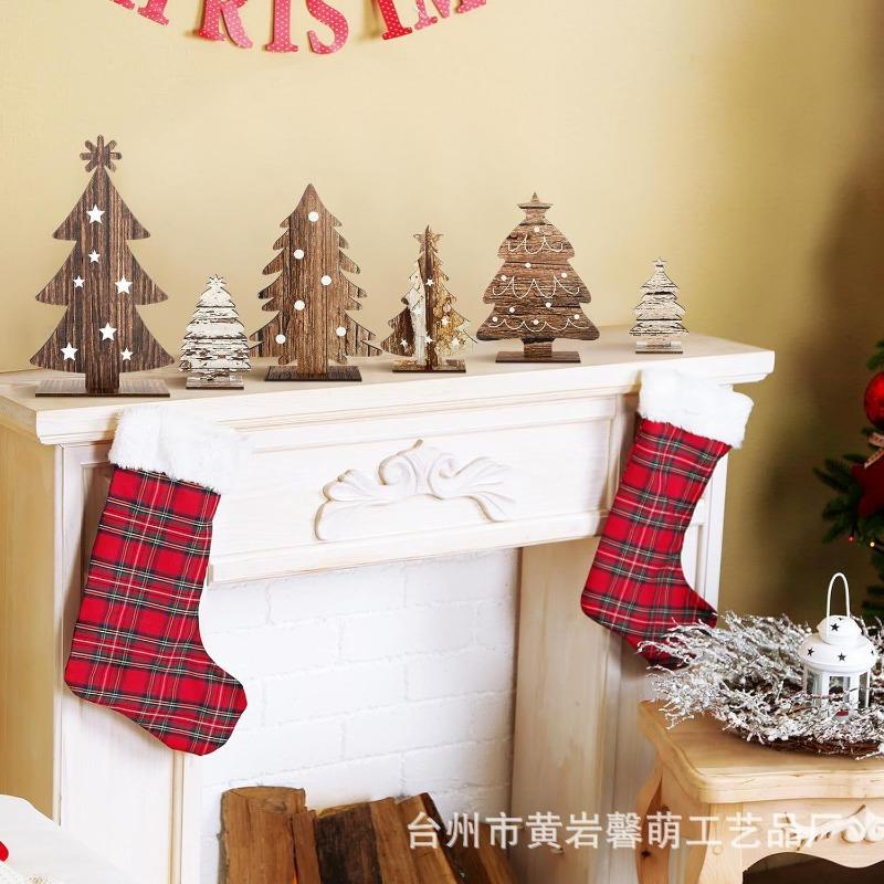 Christmas Tree Ornaments Wooden Tabletop Decoration Country Signage Wood Christmas Tree Center Dining Table Decoration Table Ornaments