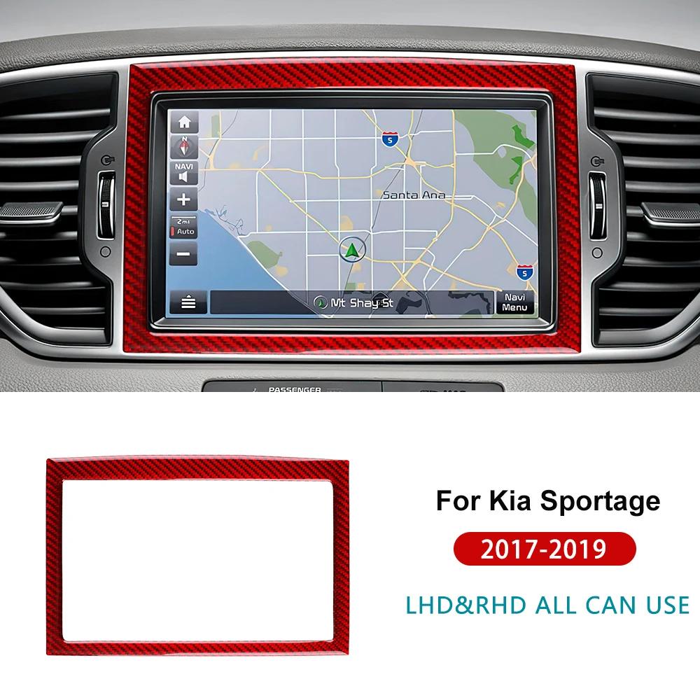 

For Kia Sportage 2017 2018 LHD RHD Real Soft Carbon Fiber Sticker Car Central Control Screen Interior Trim Accessories Red Carbon