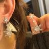 Sparking Double Snowflake Earrings for Women Shiny Crystal Imitation Pearl Exquisite Earring Christmas New Year Party Jewelry