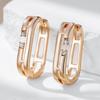 Trendy  Rose Gold Color Geometry Hoop Earrings For Women Shiny Natural Zircon Accessories Vintage Bride Wedding Jewelry