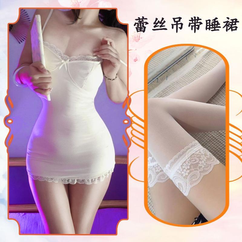 Pure desire hottie lace nightdress sexy underwear sexy deep v bare chest hip uniform pajama set