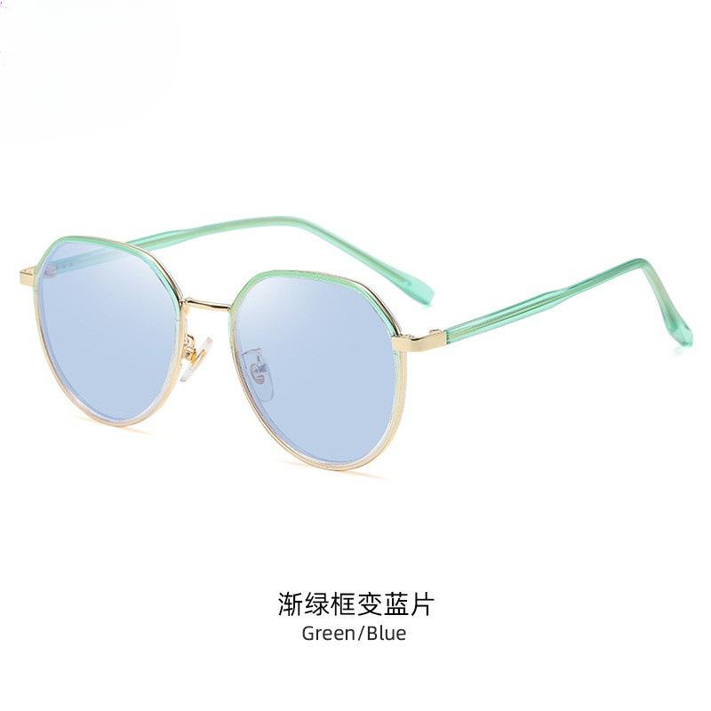 TR90 Retro Polygonal Anti Blue Light Photochromic Glasses Ultra Light Color Frame Computer Glasses for Women