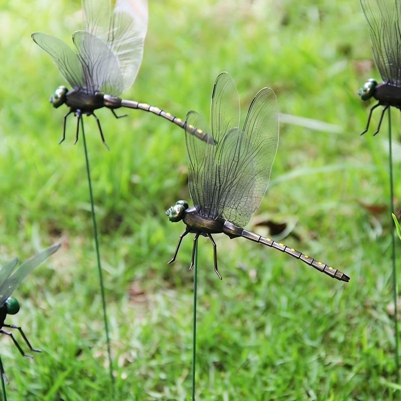 Garden Statue Sculpture Dragonfly Insert Plate4-12pcsOutdoor Garden Lawn Decoration with Stake Halloween Thanksgiving Decoration