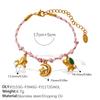 Pink rope bear strawberry necklace butterfly love diamond set sweet and cool niche neck chain bracelet set