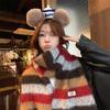 New contrasting stripes college style including knitted scarf women's autumn and winter warm versatile couple wool scarf