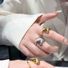 Personality Design Fashion Smooth Heart Winding Rings for Women Cute Romantic Gold Color Stainless Steel Finger Party Jewelry