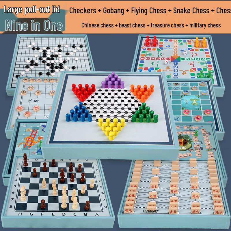 Brangdy 9-in-1 Wooden Board Game Gift Set