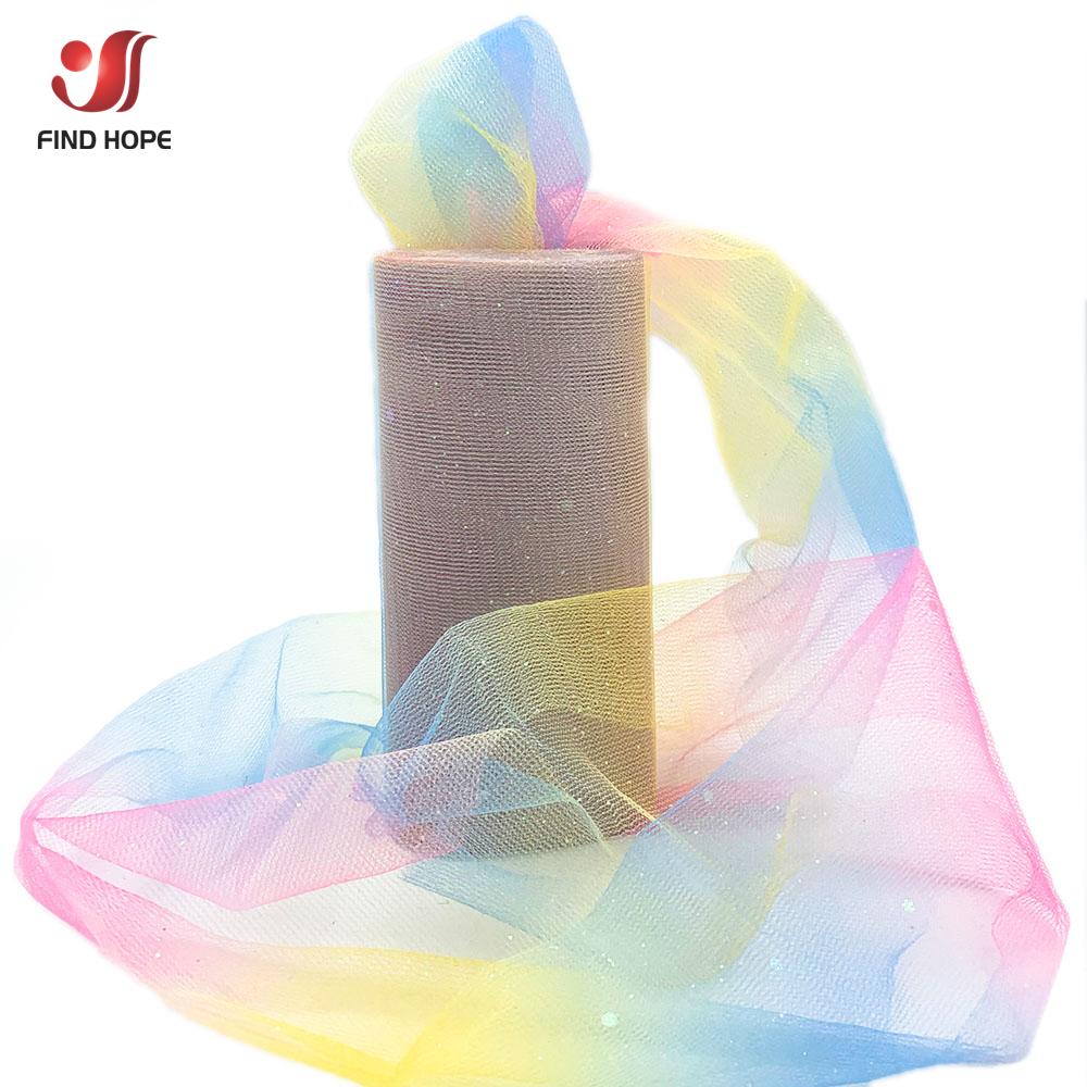 New Design Ombre Glitter Mesh Fabric - Shimmer Gradient Tulle for Bridal Accessories, Party Decor & DIY Costume Craft (10Yards)