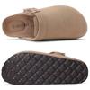 Fashion Shevalues Women's Suede Clogs with Adjustable Strap Cork Footbed Leather Mules Slippers Unisex Outdoor Comfortable Potato Shoes