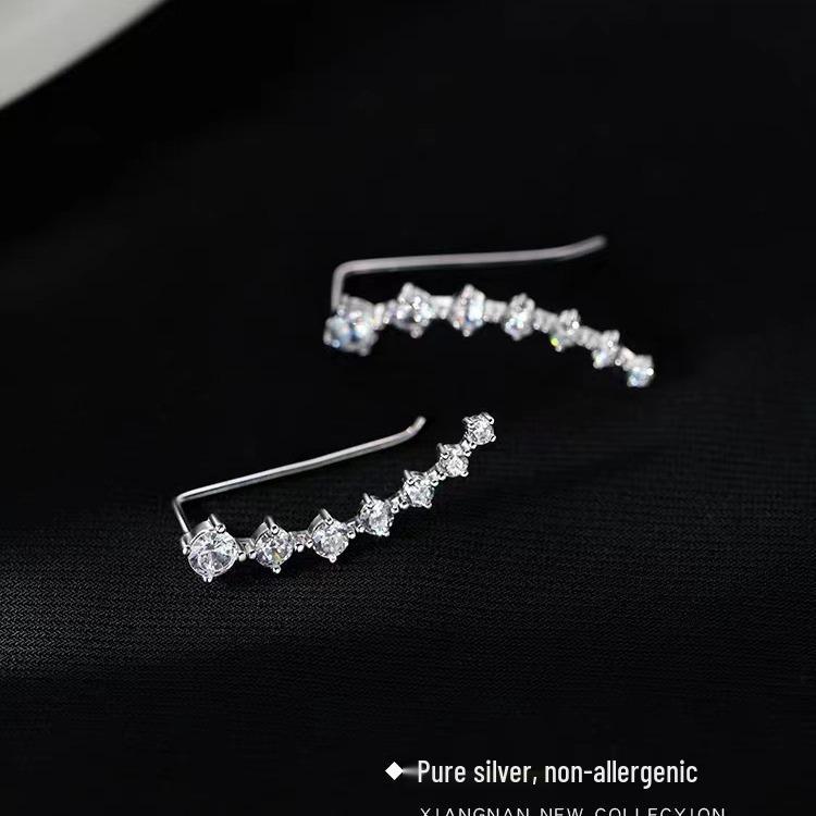925 Sterling Silver Zircon Stud Earrings - 2023 Women's Autumn/Winter High-End Style
