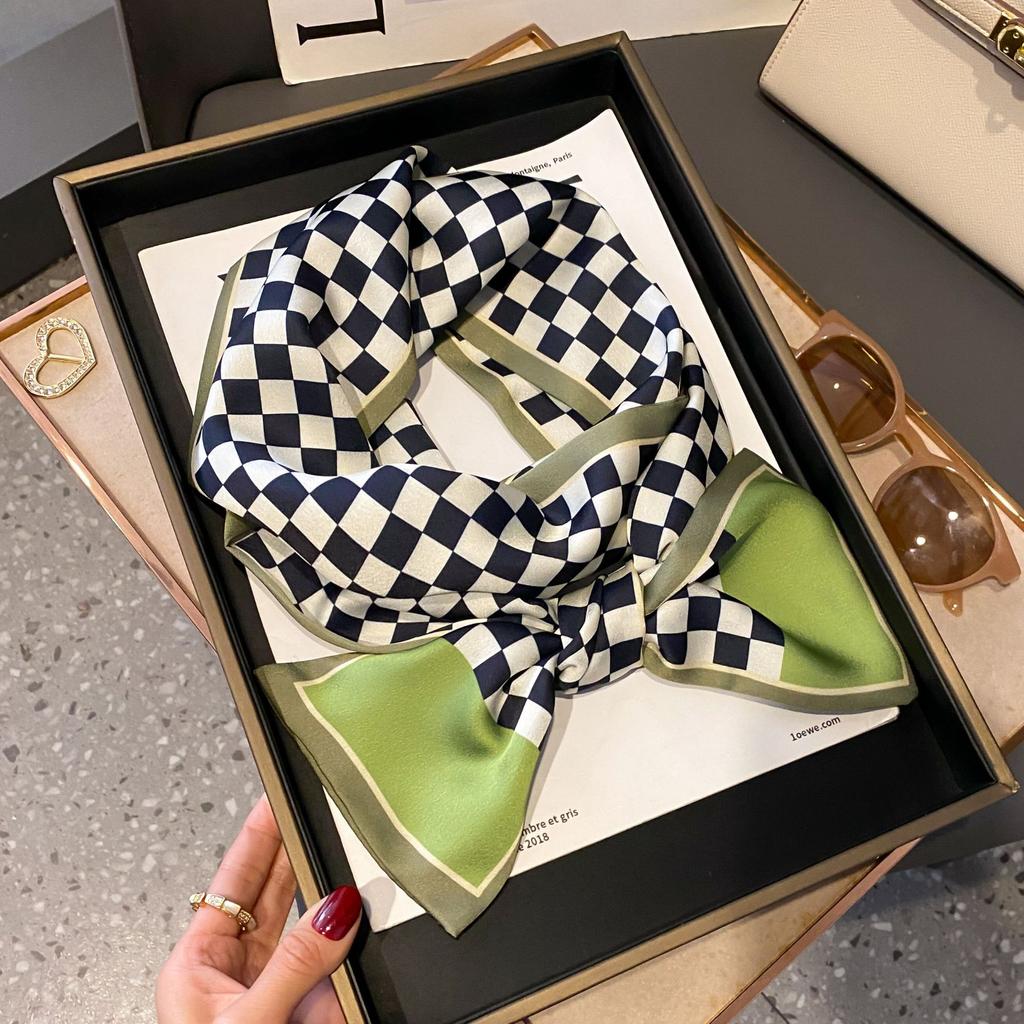 Luxury Women Elegant Boho-Chic Print Scarf Headband Neckerchief Foulard Female Hair Scarfs Neck Tie Skinny Scarves Soft Satin