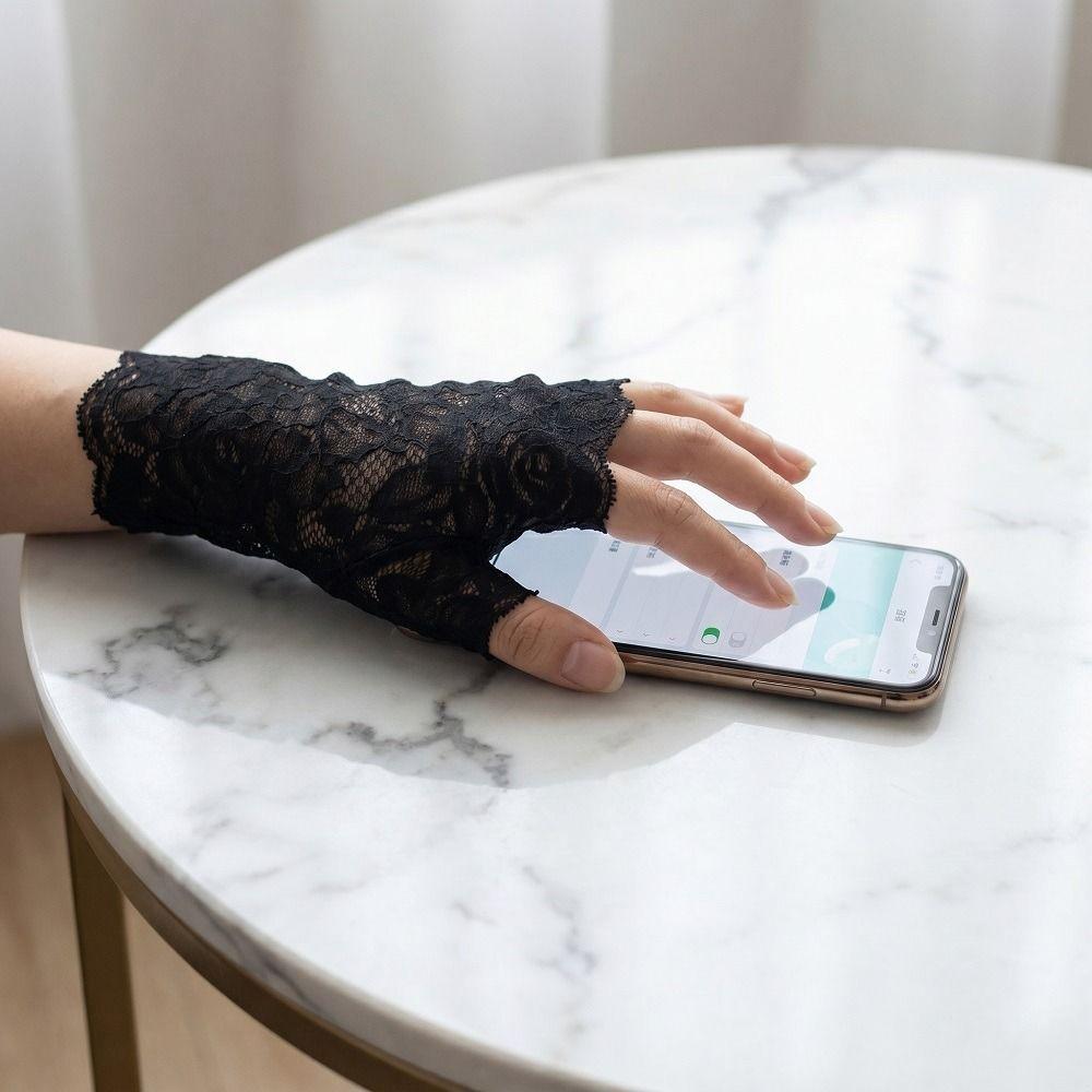 Thin Fabric Lace Sunscreen Gloves Flower Pattern Arm Sleeve Bridal Short Gloves Tattoo Covering
