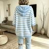 Felpa a righe in maglia da donna con maniche a 3/4, top casual a pullover