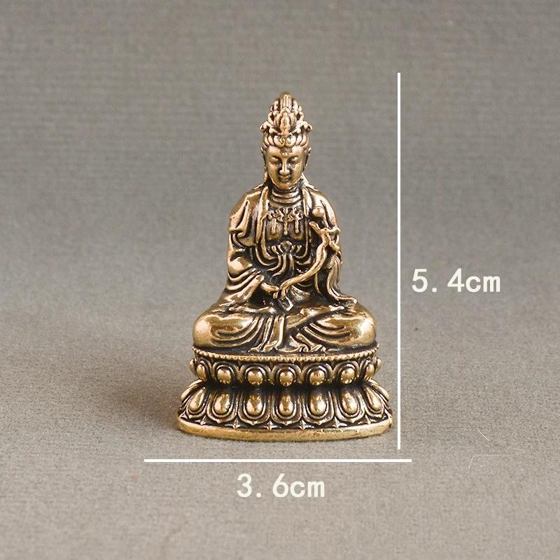 Brass Sakyamuni Figurines Miniatures Desktop Ornament Antique Copper Dharma Master Statue Decorations