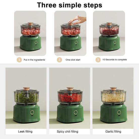 Meat Grinder Vegetable Cutter with 350ML Capacity One-Button Electric Chopper Transparent Cup Body Food Processor