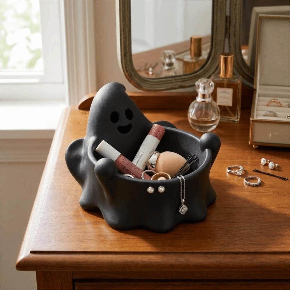 Cute Ghost Candy Bowl Creative Ghost Figurine Treat Holder Jewelry Organizer Party Decoration