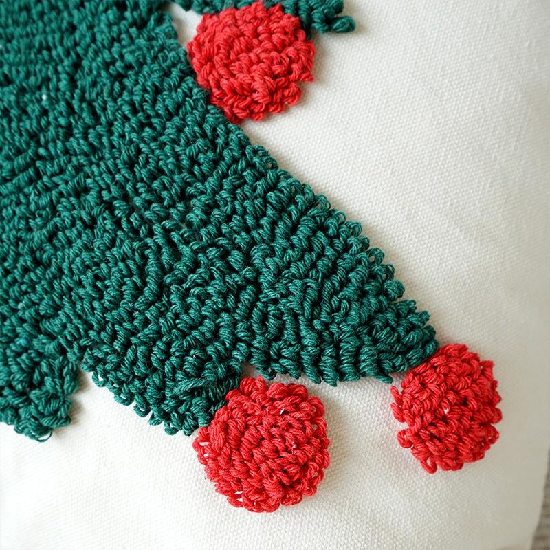 Chenille Embroidered Christmas Tree Pillowcase - Festive Cushion Cover for Sofa and Bed Decor.