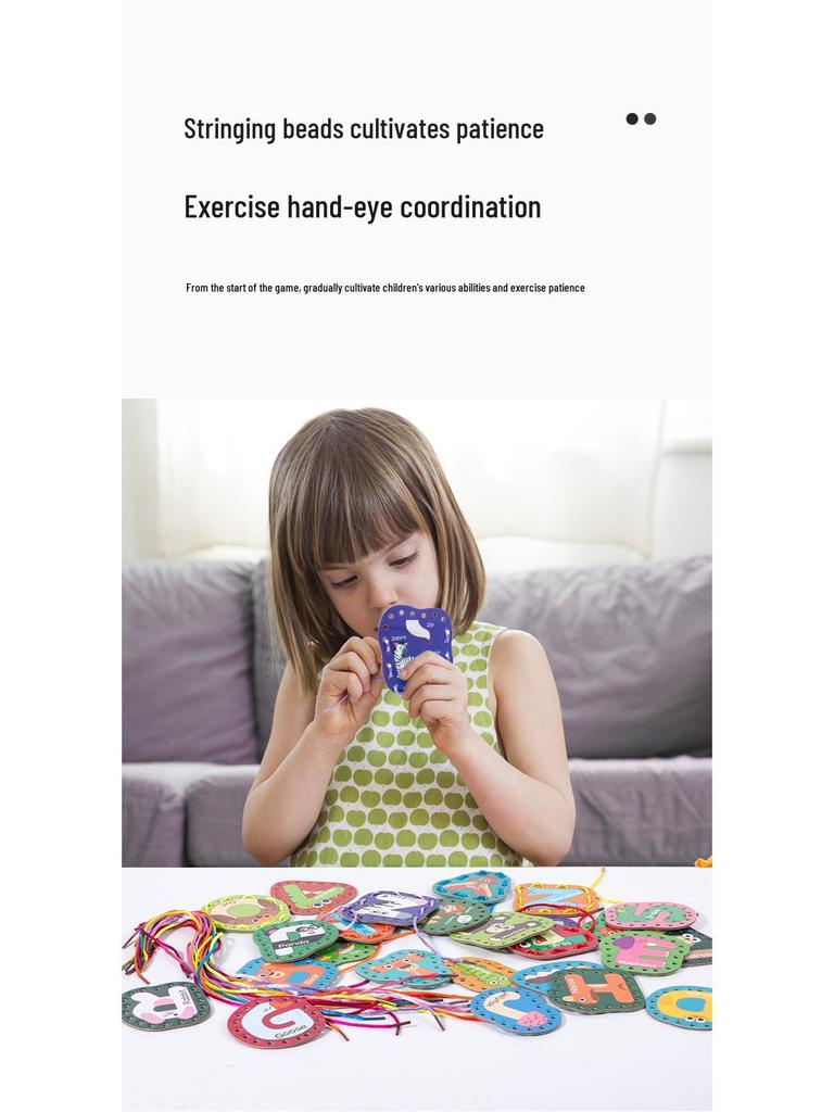 Children's Alphabet Lacing Cards: Educational Word Puzzle for Early Learning