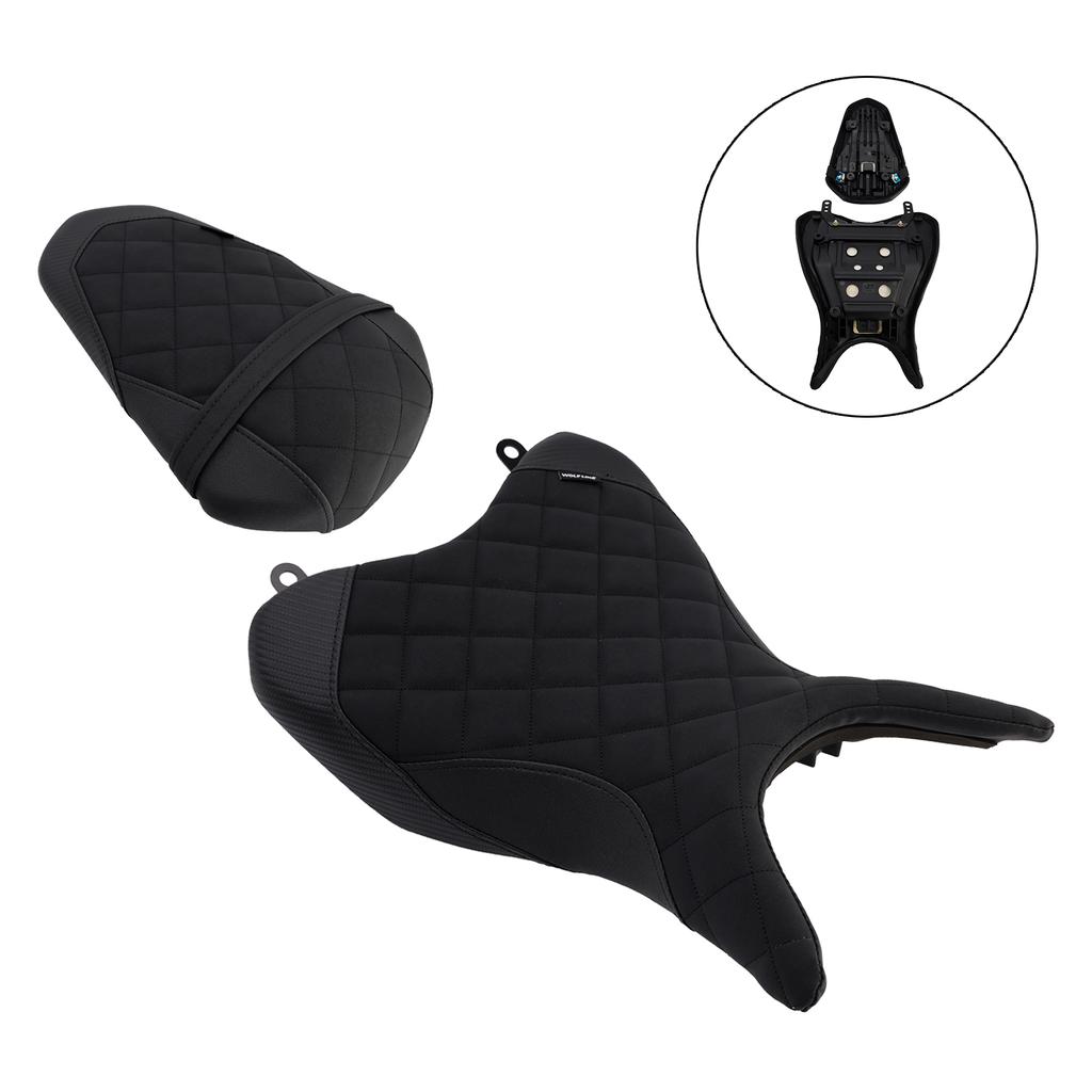 Front&Rear Raider Passenger Cushion Kit Black For Yamaha Yzf-R3 25- Mt-03 25-