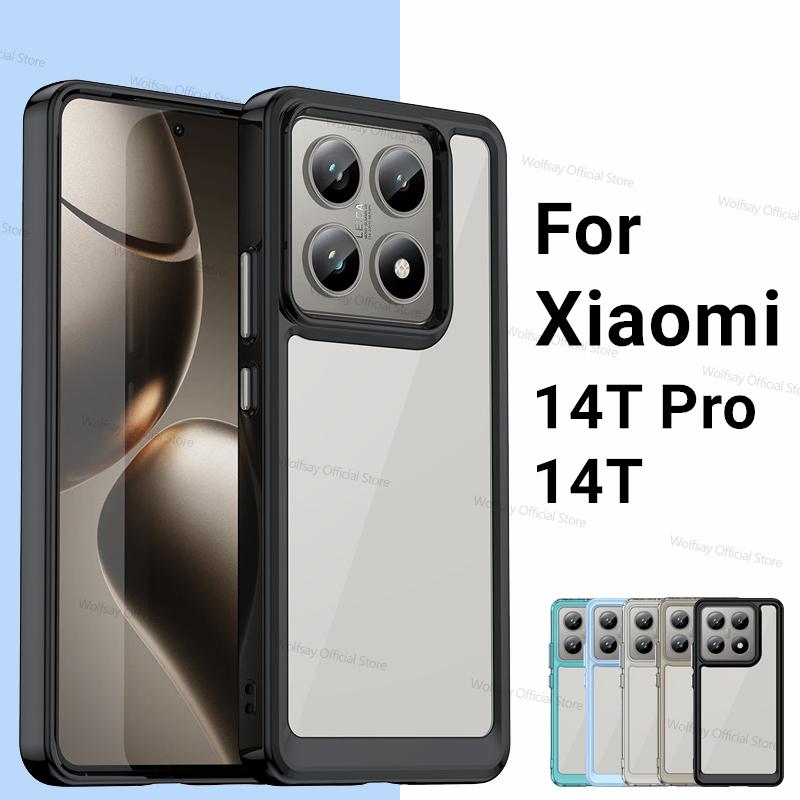 Чехол для Xiaomi 14T Pro Xiaomi 14T 14T Pro 5G Чехол Прозрачный ПК + ТПУ Силикон Ударопрочный Защитный Чехол на Заднюю Панель Телефона Xiaomi 14T Pro