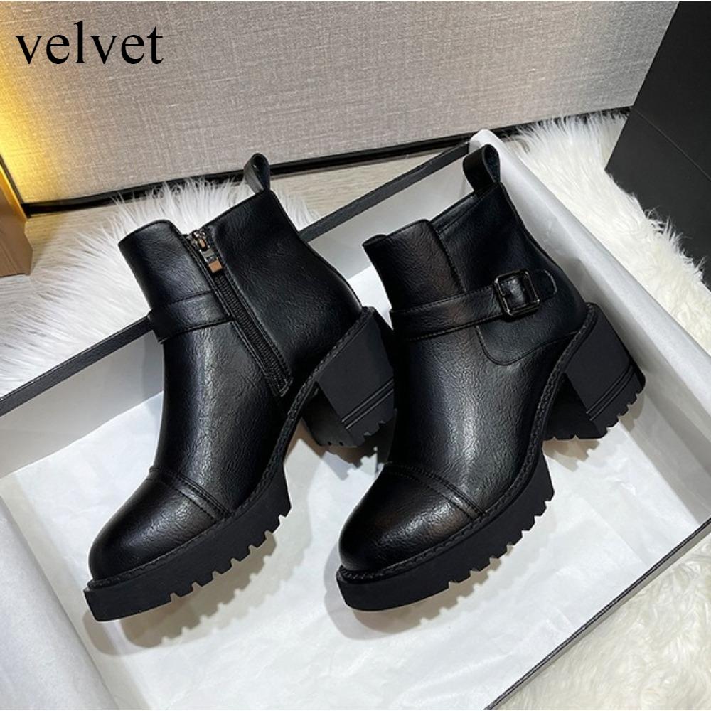 

Women Winter Boots Platform High Heel Leather Comfortable Wear For Daily Use Durable Material With Good Quality 39