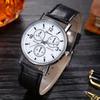 Classic Three-Eye Men's Quartz Watch - Fashionable Timepiece with Date Display and Leather Strap - Ideal Gift for Him