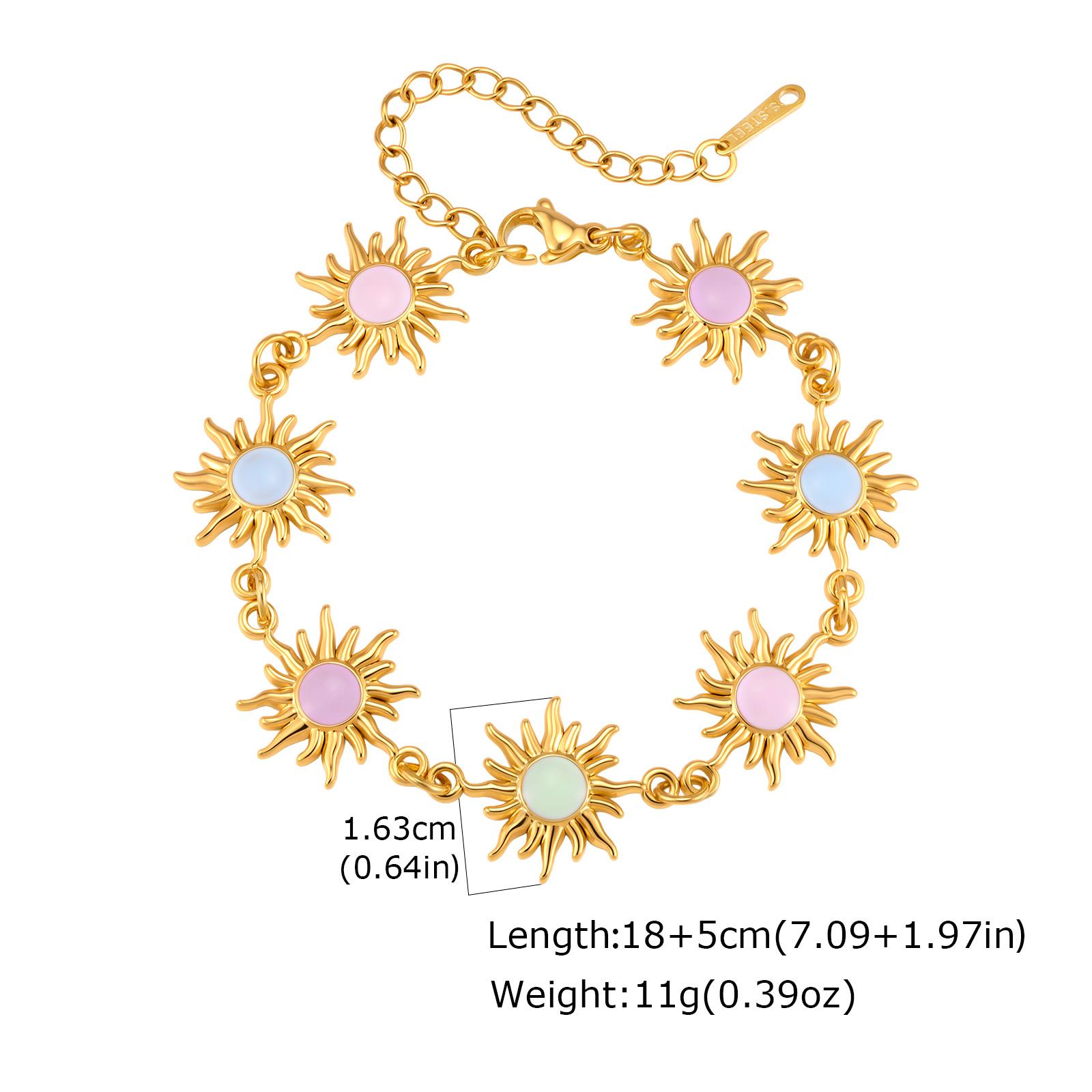 

Distinctive Bohemia Stainless Steel Colorful Sun Charm Bracelets Waterproof Gold Plated Fashion Summer Jewelry for Women