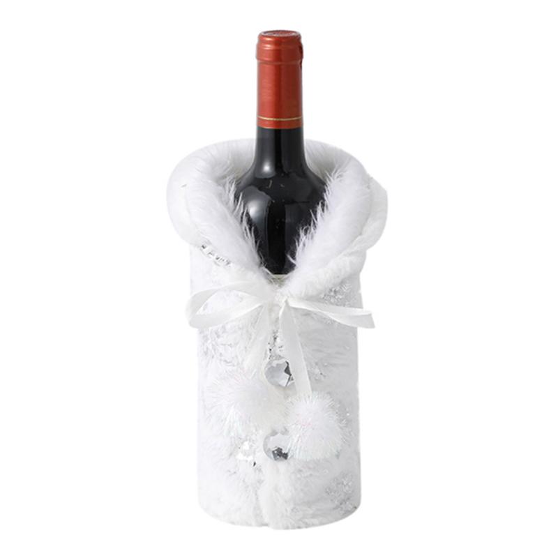 2025 Plush Snowflake Wine Bottle Cover - Merry Christmas Champagne Decor for Home Holiday Party Supplies
