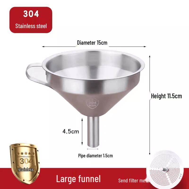 Thickened 304 Stainless Steel Funnel Set with Filter