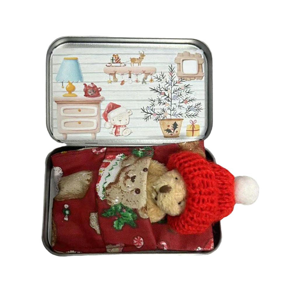 Pocket Bear Tin Mini Bear Pocket Toys Gift Stress Little Day Plush Buddy - Bear Lush Mini Bear Doll Children's Tin Box Doll New