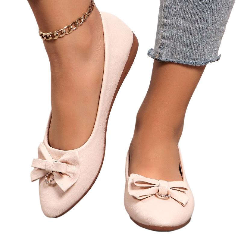 Fashion 2024 Brand Ladies Shoes Shallow Women's Flats Fashion Butterfly-knot Daily Flats Women Hot Sale Plus Size Solid Flat Low Heels