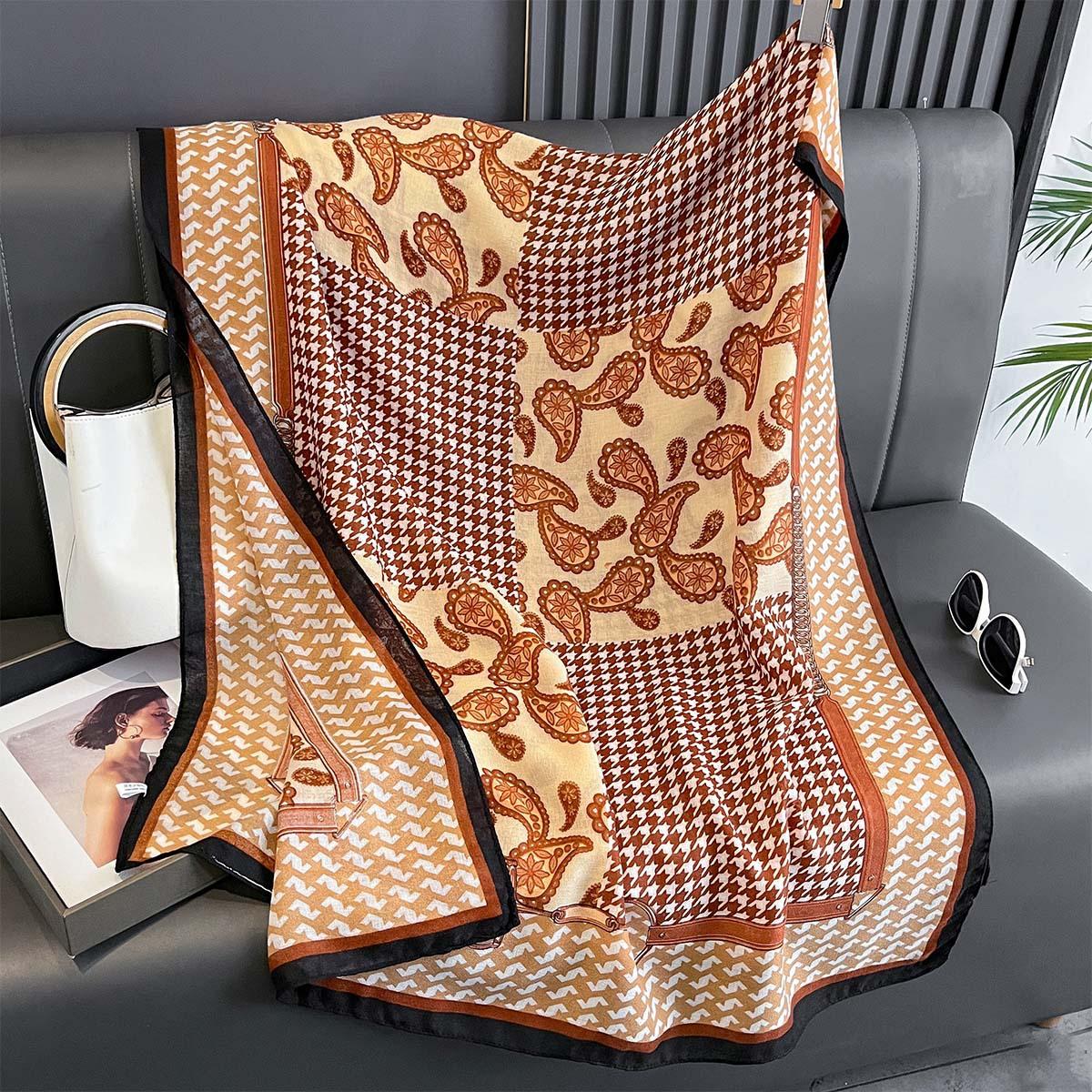 

Новый Роскошный Женский Шарф Гусиная Лапка Пейсли Защита от Солнца Пляжное Полотенце Многофункциональный Хлопок Лен Длинный Шарф Шаль Парео Хиджаб 85x180cm