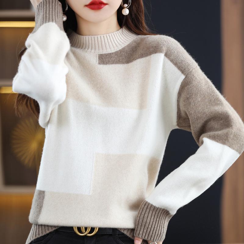 2023 Women's Cashmere Wool Loose Knit Sweater - Thickened Base Layer for Autumn/Winter