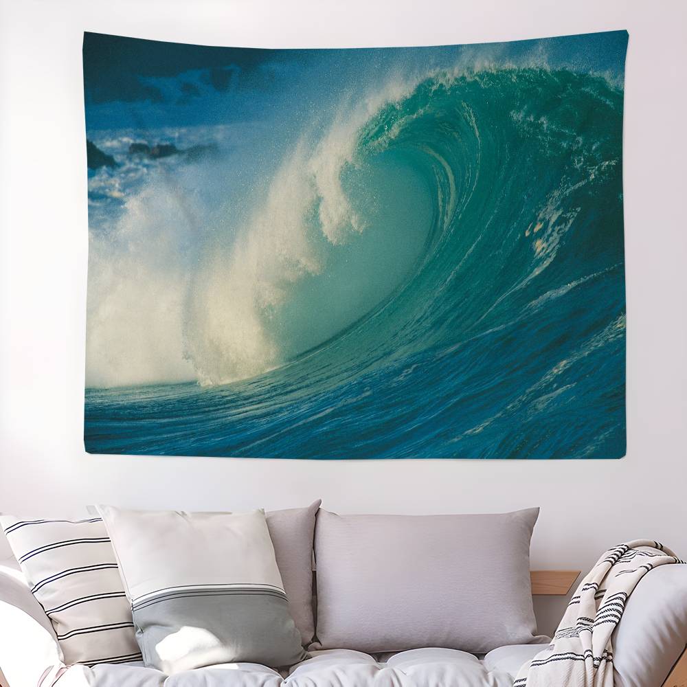 

Blue Ocean Wave Hanging Bohemian Tapestry Japanese Wall Tapestry Anime Kawaii Room Decor 74x94cm(29x37in)