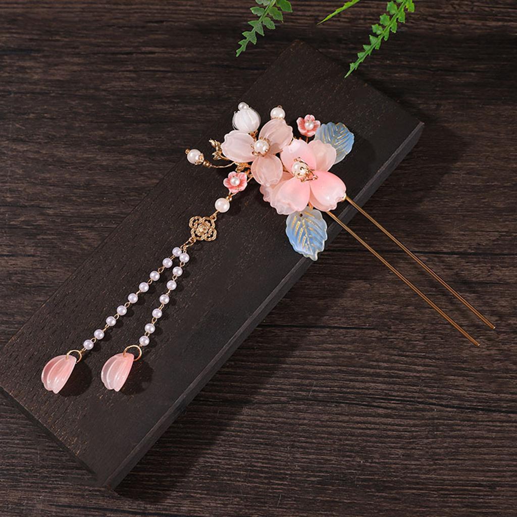 Ancient Flower Hairpin Chinese Style Flower Tassel Hair Stick Light Luxury Jewelry Hair Accessories Girls Trendy Headwears