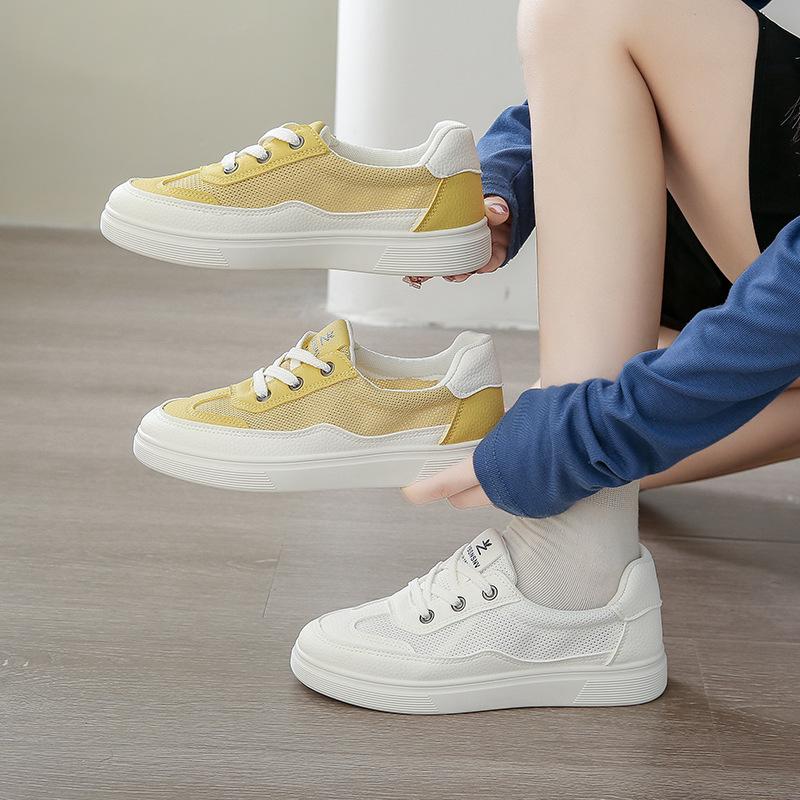 Thin Fashion Mesh New Breathable 2025 Summer Versatile Little White Shoes Women's Flat Baseplate Shoes Round Head Hollow Casual Shoes