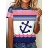 Bequemes gestreiftes bedrucktes Oberteil Mode Vielseitige Damen Kurzarm Freizeit locker T-Shirts Damen