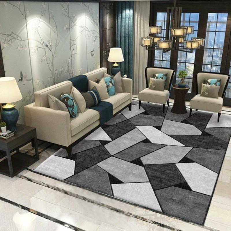 Moderner minimalistischer Raster Wohnzimmer Couchtisch Matte Mode Ins Stil Haushalt Große Fläche Geometrischer Teppich Schlafzimmer Bettvorleger