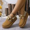 Autumn and Winter New Large-size Mao Mao Boken Half-drag Muffin Bottom Buckle and Velvet One-pedal Round-head Cotton Shoes