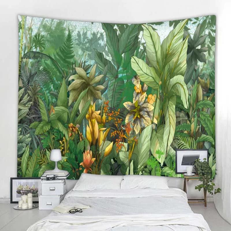 Tropical Jungle Tapestry Lush Greenery Exotic Birds Unique Wall Art for Home Decor Bedroom Nature Lover Gift