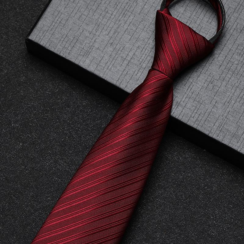 Business Dress Lazy Zipper Free Groom Best Man Wedding Korean Narrow Shirt Striped Plaid Tie