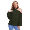 Spring and Autumn Women's Blouse Waffle Knit Corset Top Strapless Long Sleeve Top  Loose Shirt