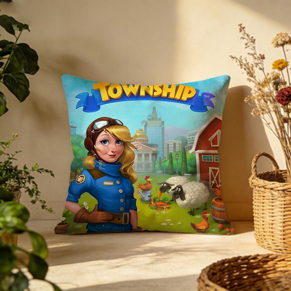 Trendy Ttownshipable Cushion Cover Versatile DoubleSided Pillow Case Fit for Sofa Bed Car Daily Decor