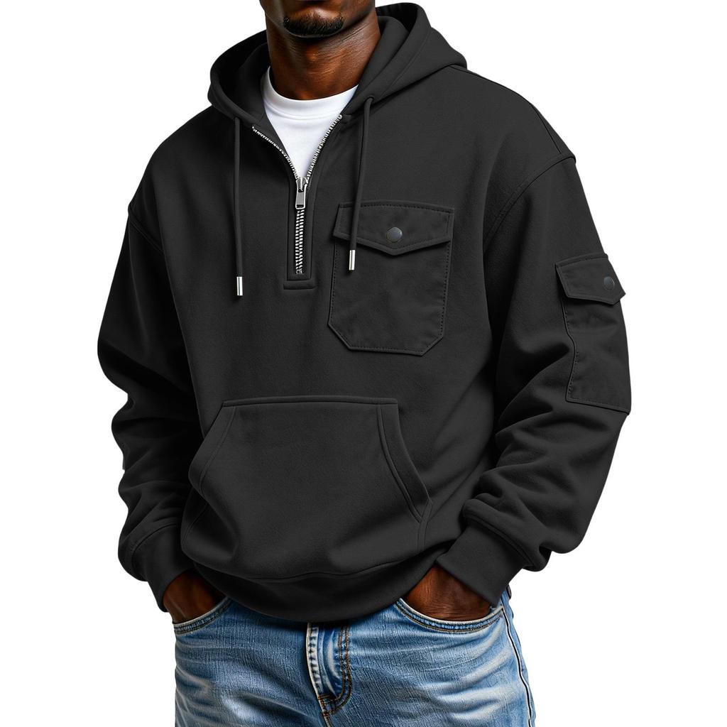 Men's Solid Color Sweatshirt Hoodie Men's Sports Large Size Casual Sweatshirt