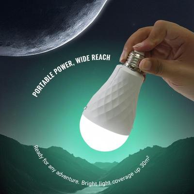 Led Rechargeable Emergency Bulb Illuminates During Power Outages And When Wet Dual-Battery Removable Emergency Bulb