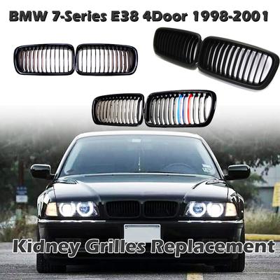 Rymująca kratka nerkowa przedniego zderzaka matowa czarna pojedyncza listwa Grill pasuje do BMW serii 7 E38 1998-2001 akcesoria samochodowe