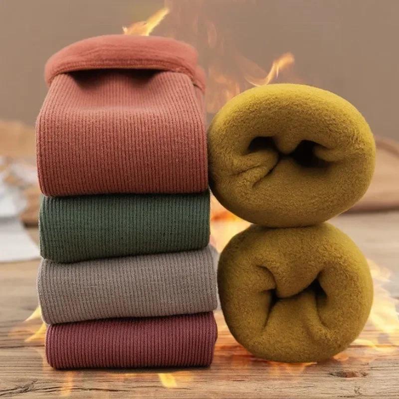 Thicken Plush Middle Tube Socks Winter Warm Thermal Snow Boots Soft Velvet Fleece Socks for Women Men Home Floor Sleeping Socks