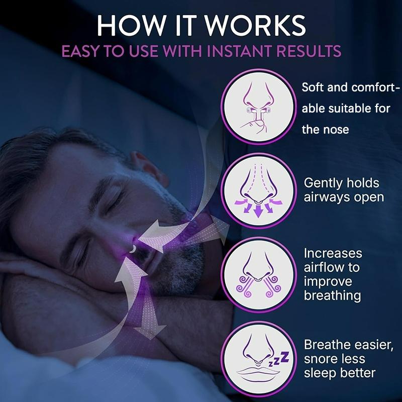 Hållbar och säker 3 storlekar Snarkstoppare Silikon Elastiskt Näsklämma Anti-Snarkningstillbehör Nasdilatator för Bättre Sömn & Förbättrat Luftflöde