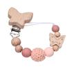 2Pcs Cartoon Animal Butterfly Beech Wooden Pacifier Baby Pacifier Clip Nipple Holder Dummy Holder Pacifier Clip for Baby Toys