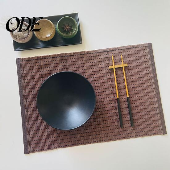 Natural Bamboo Table Mats Woven Placemat Retangle Shape Thickened Heat-Resistant Oil-Resistant Non-Slip Place Settings Parties Weddings Banquets